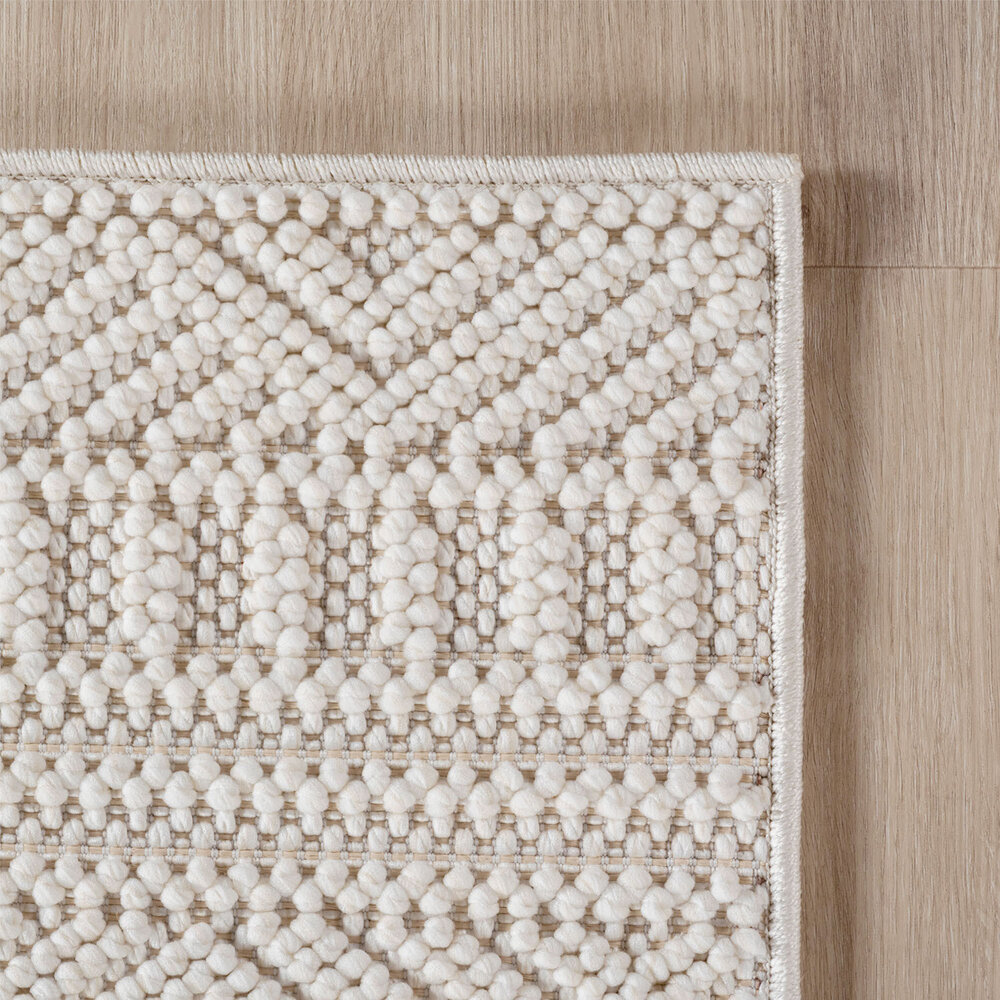 Rond Scandinavisch laagpolig vloerkleed - Helisca Loom Creme Rond Scandinavisch laagpolig vloerkleed - Helisca Loom Creme