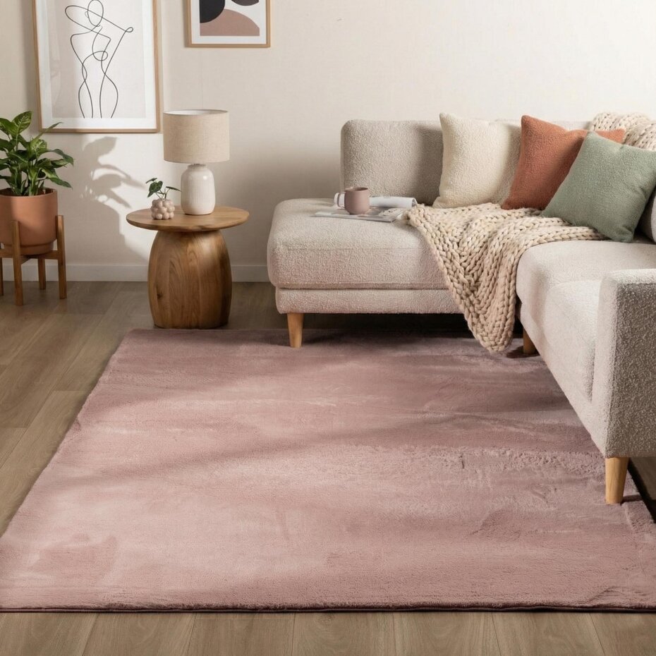 Laagpolig fluffy vloerkleed - Amalfi Roze