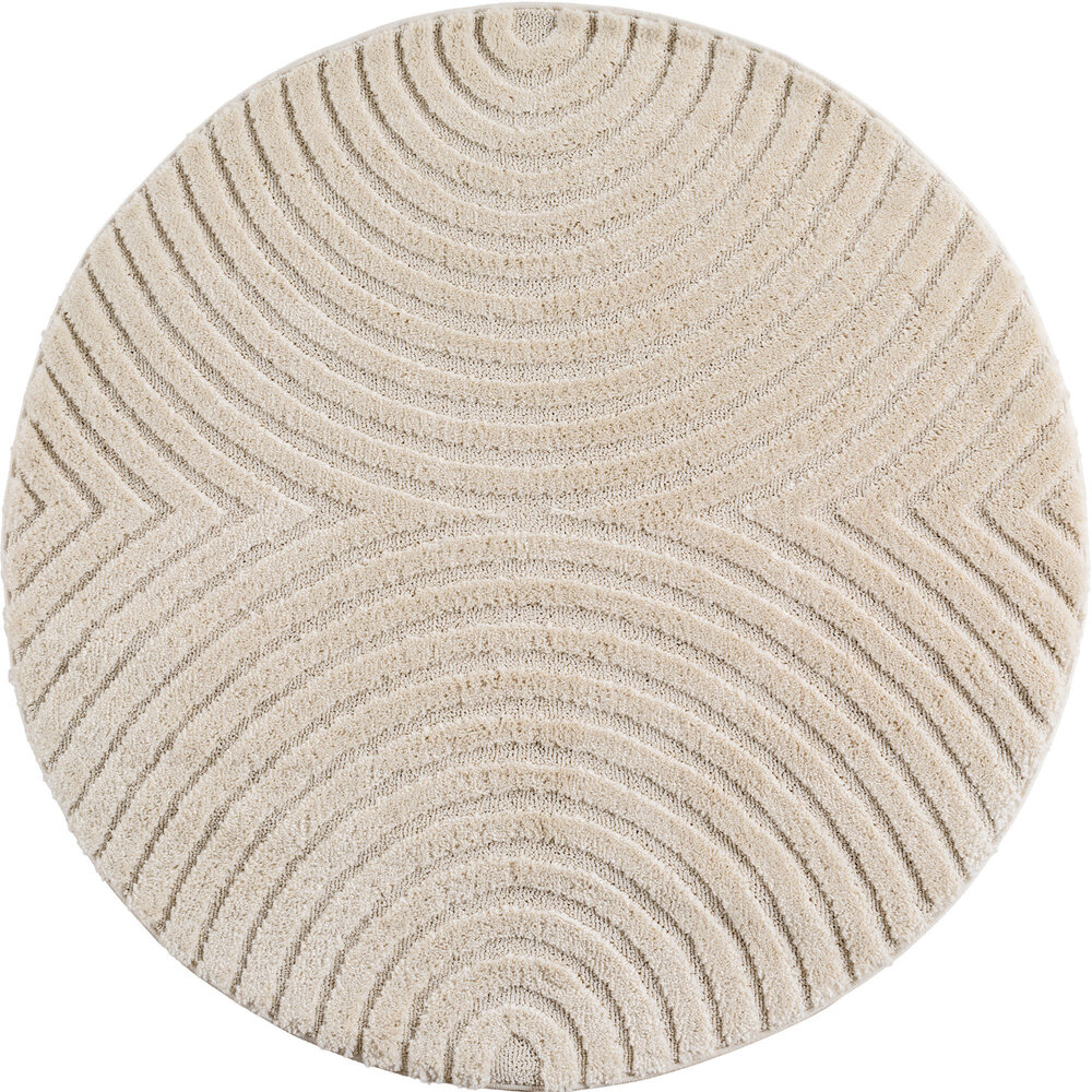 Rond Japandi vloerkleed - Arte Scandinavisch Creme Rond Japandi vloerkleed - Arte Scandinavisch Creme