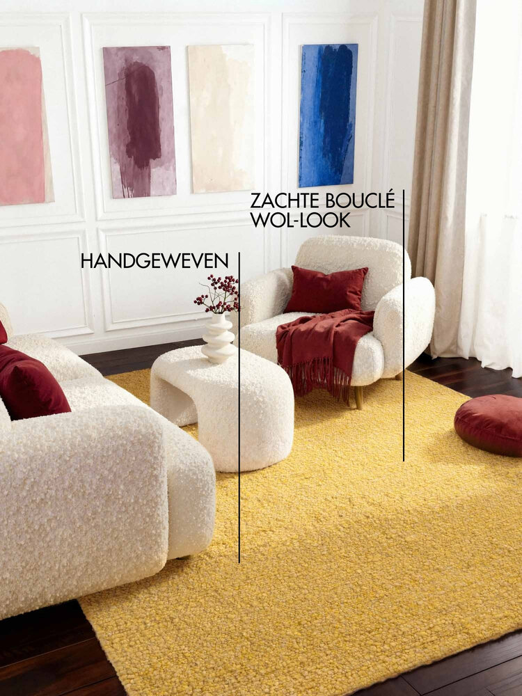 Laagpolig vloerkleed - Notting Hill Boucle Geel