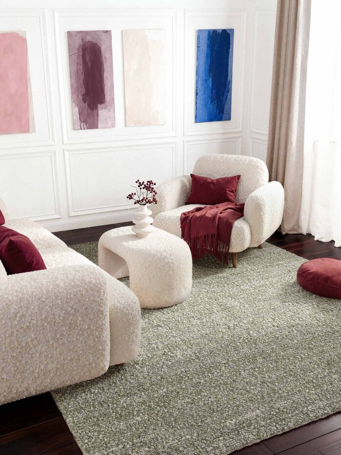 Laagpolig vloerkleed - Notting Hill Boucle Lichtgroen