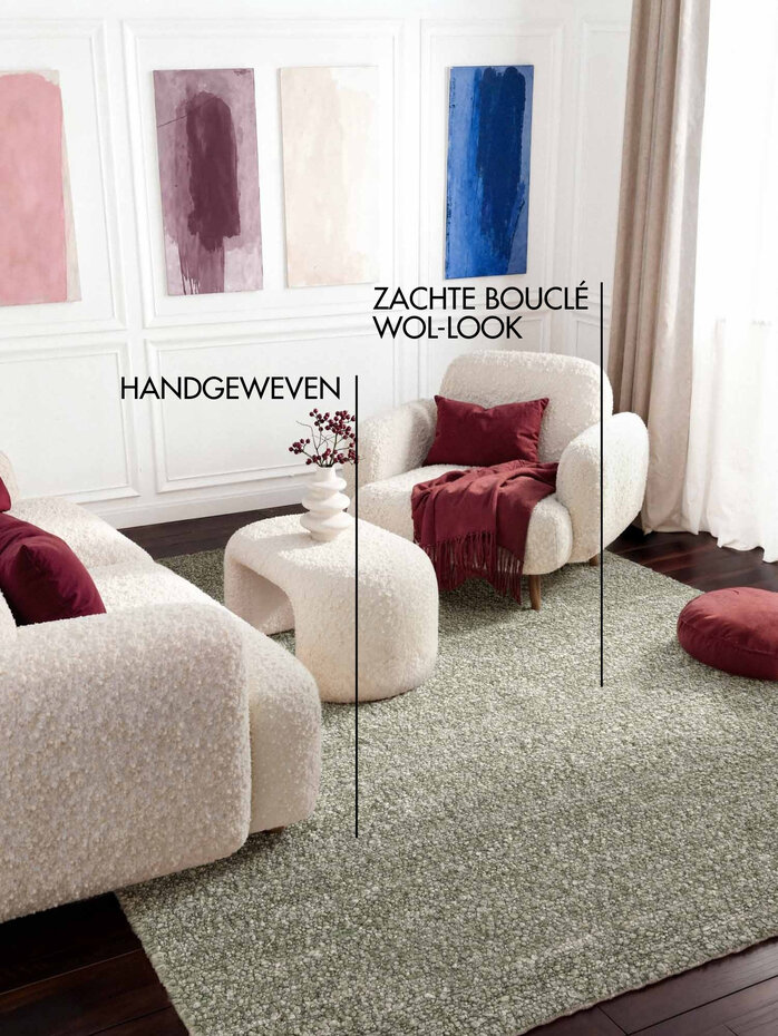 Laagpolig vloerkleed - Notting Hill Boucle Lichtgroen