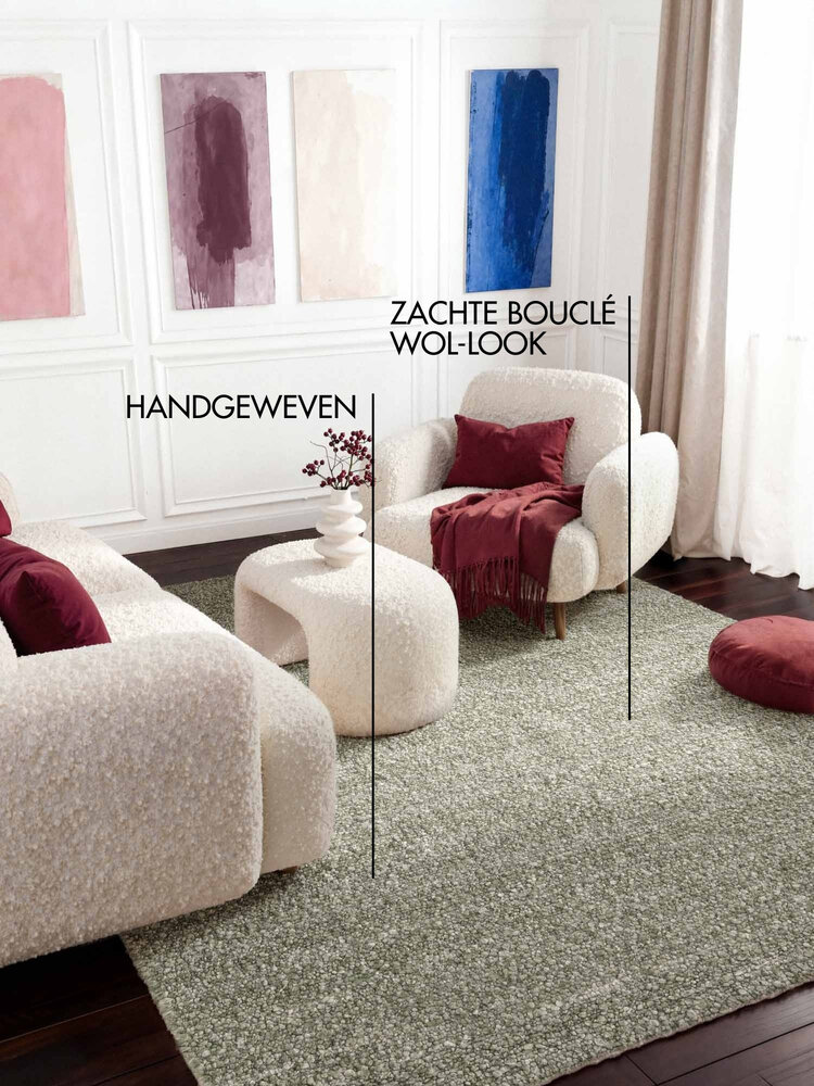 Laagpolig vloerkleed - Notting Hill Boucle Lichtgroen