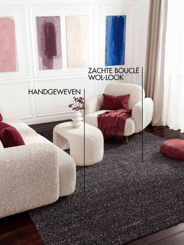 Laagpolig vloerkleed - Notting Hill Boucle Donkergrijs