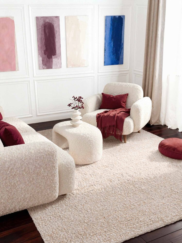 Laagpolig vloerkleed - Notting Hill Boucle Creme Beige