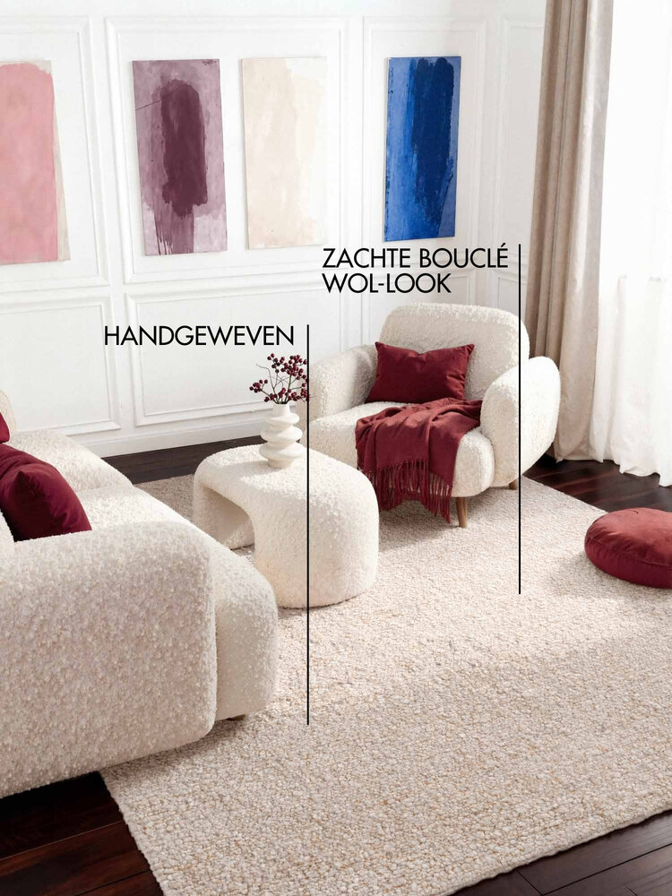 Laagpolig vloerkleed - Notting Hill Boucle Creme Beige