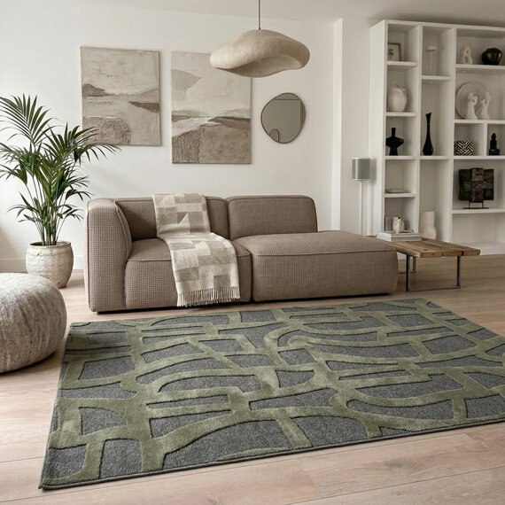 Laagpolig vloerkleed - Gevlochten - Handgeweven Look - Bruin - 140x200