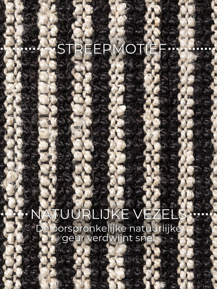 Jute vloerkleed - Harvest Ebony Zwart/Creme Jute vloerkleed - Harvest Ebony Zwart/Creme