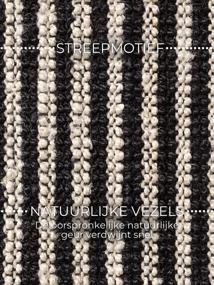 Jute vloerkleed - Harvest Ebony Zwart/Creme Jute vloerkleed - Harvest Ebony Zwart/Creme