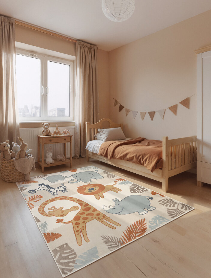 Kindervloerkleed - Adventures Savanna Creme/Kleurrijk Kindervloerkleed - Adventures Savanna Creme/Kleurrijk