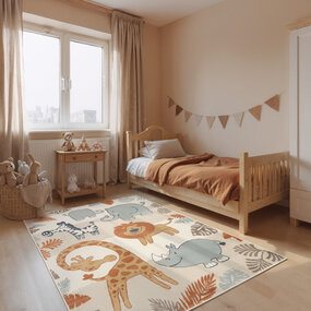 Kindervloerkleed - Adventures Savanna Creme/Kleurrijk Kindervloerkleed - Adventures Savanna Creme/Kleurrijk