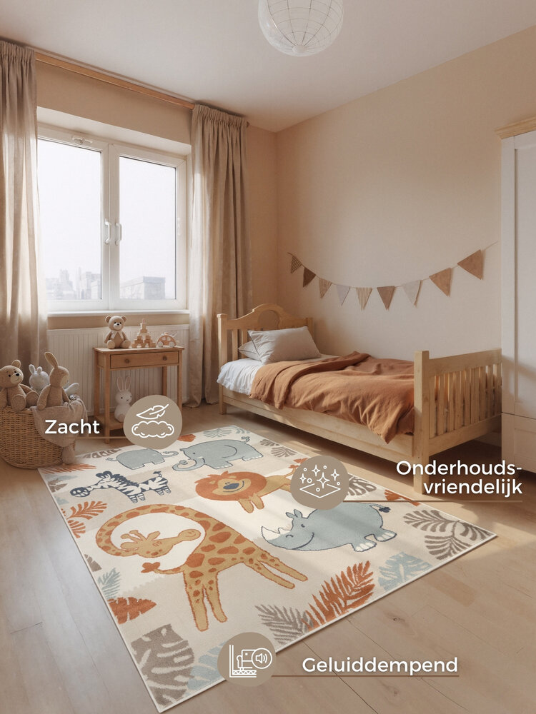 Kindervloerkleed - Adventures Savanna Creme/Kleurrijk Kindervloerkleed - Adventures Savanna Creme/Kleurrijk