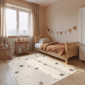 Kindervloerkleed - Adventures Moony Creme/Kleurrijk Kindervloerkleed - Adventures Moony Creme/Kleurrijk