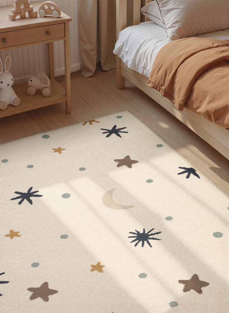 Kindervloerkleed - Adventures Moony Creme/Kleurrijk Kindervloerkleed - Adventures Moony Creme/Kleurrijk