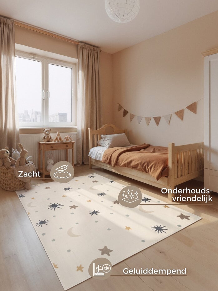 Kindervloerkleed - Adventures Moony Creme/Kleurrijk Kindervloerkleed - Adventures Moony Creme/Kleurrijk