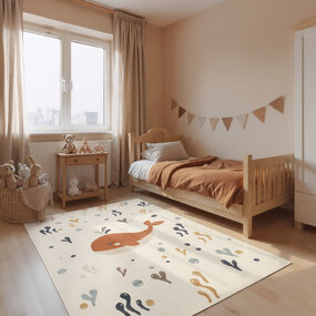 Kindervloerkleed - Adventures Moby Creme/Kleurrijk Kindervloerkleed - Adventures Moby Creme/Kleurrijk
