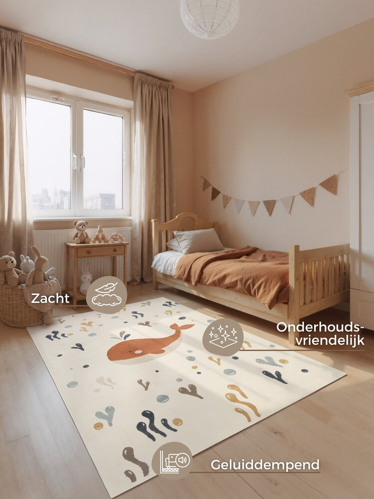 Kindervloerkleed - Adventures Moby Creme/Kleurrijk Kindervloerkleed - Adventures Moby Creme/Kleurrijk