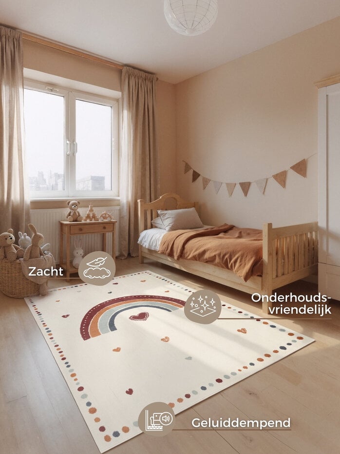 Kindervloerkleed - Adventures Luvy Creme/Kleurrijk Kindervloerkleed - Adventures Luvy Creme/Kleurrijk