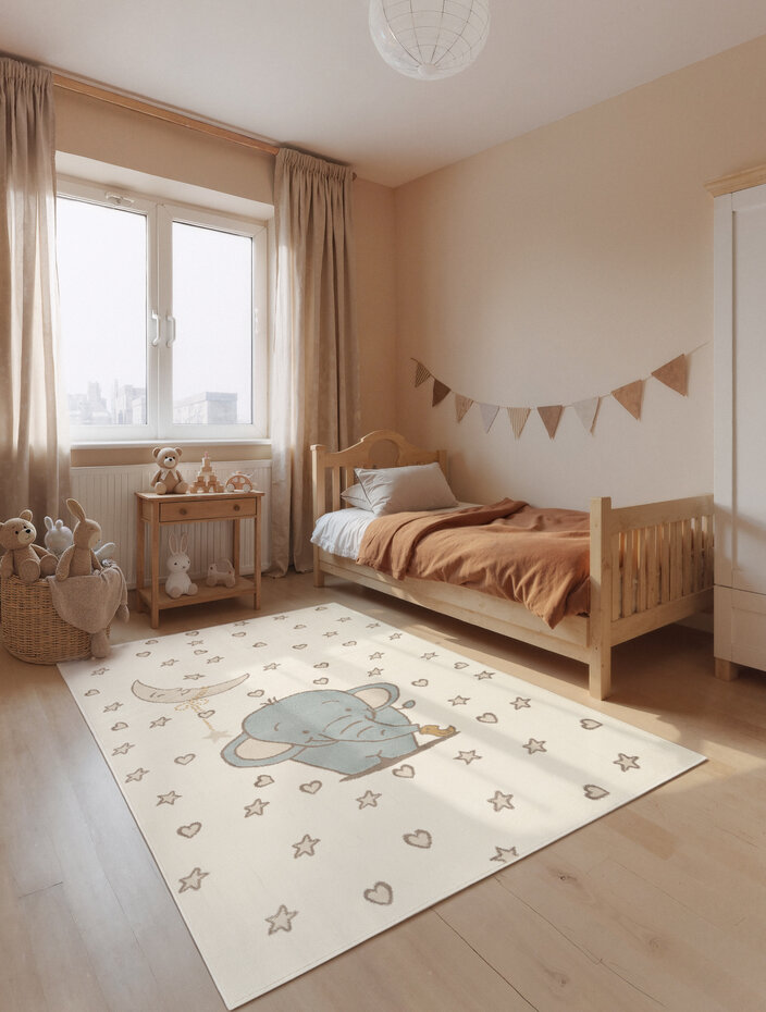 Kindervloerkleed - Adventures Little Ellie Creme/Kleurrijk Kindervloerkleed - Adventures Little Ellie Creme/Kleurrijk