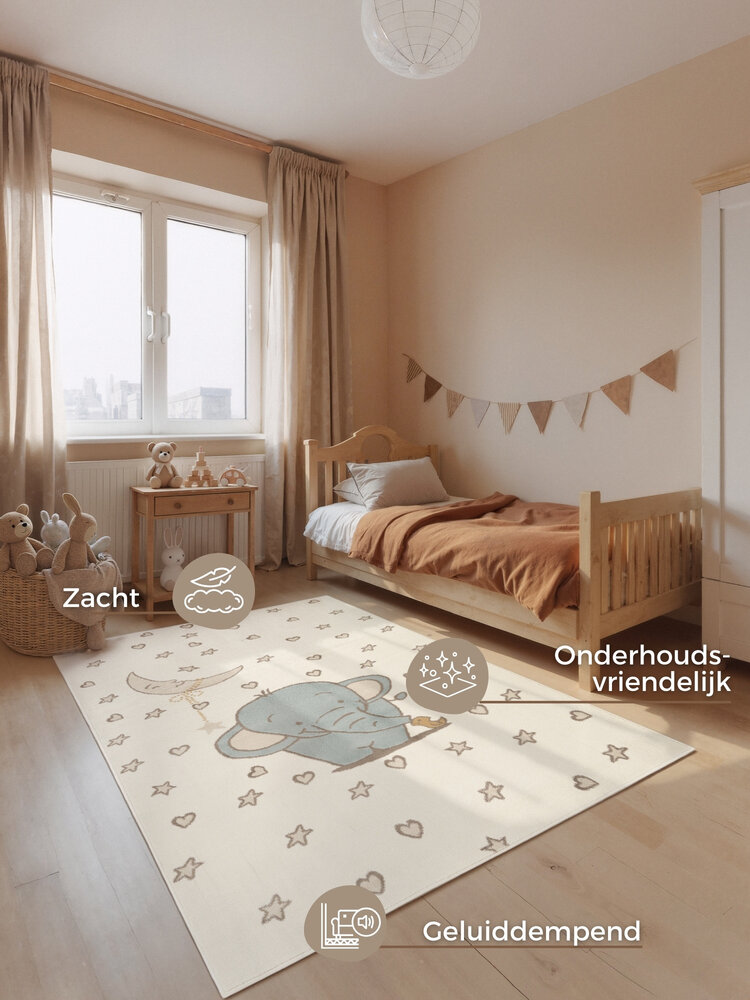 Kindervloerkleed - Adventures Little Ellie Creme/Kleurrijk Kindervloerkleed - Adventures Little Ellie Creme/Kleurrijk