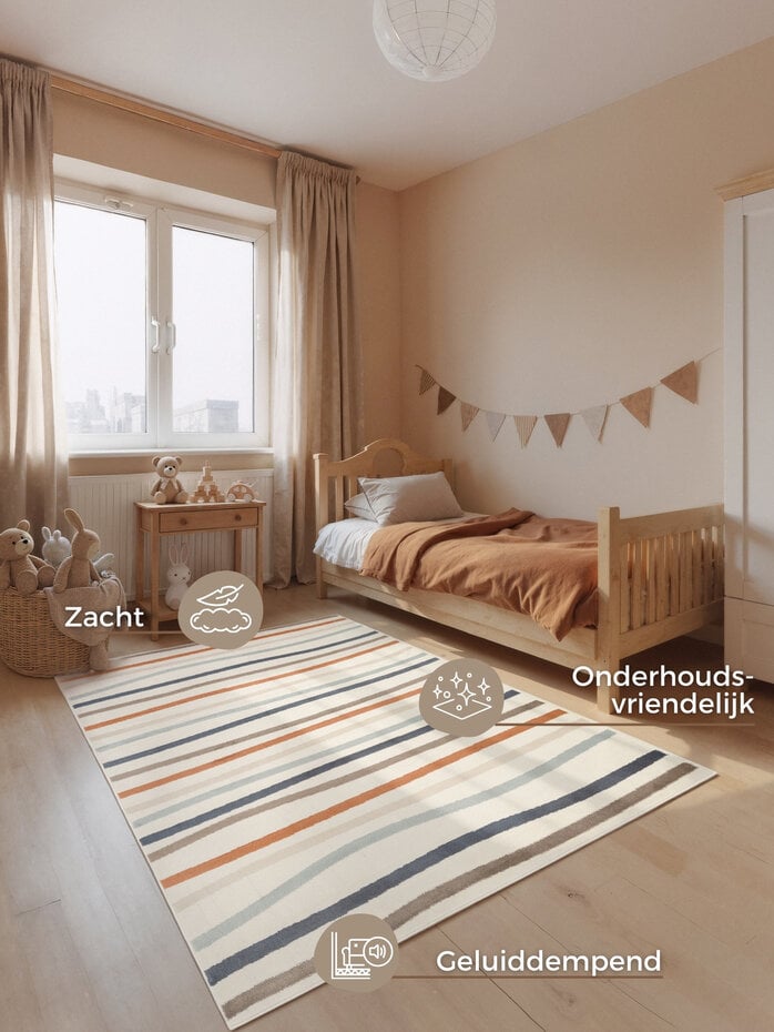 Kindervloerkleed - Adventures Linnea Creme/Kleurrijk Kindervloerkleed - Adventures Linnea Creme/Kleurrijk