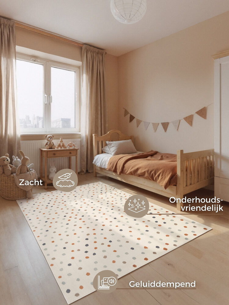 Kindervloerkleed - Adventures Konfetti Creme/Kleurrijk