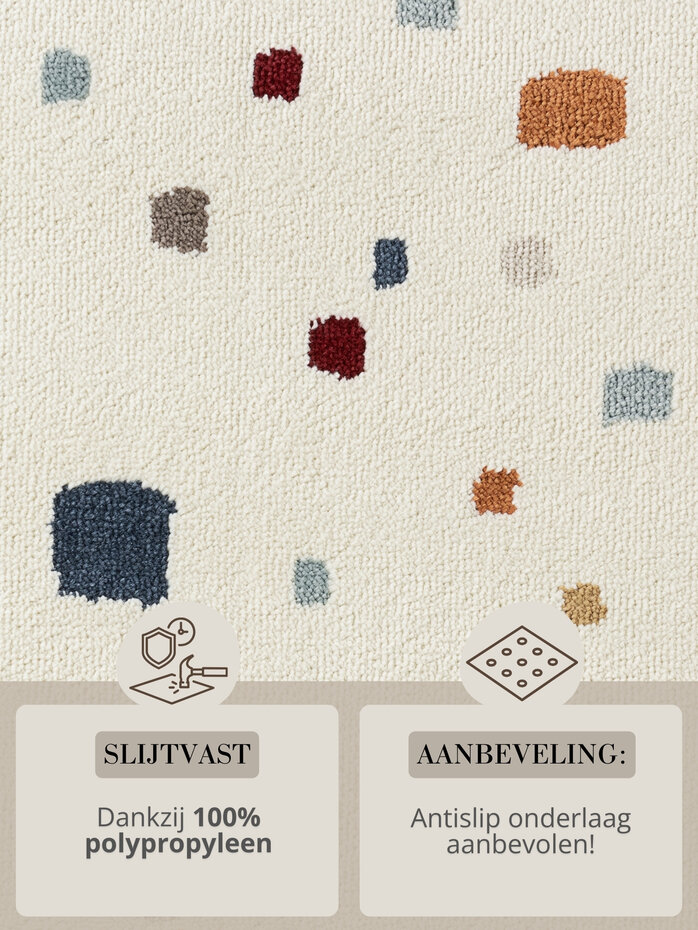 Kindervloerkleed - Adventures Funny Squares Creme/Kleurrijk Kindervloerkleed - Adventures Funny Squares Creme/Kleurrijk