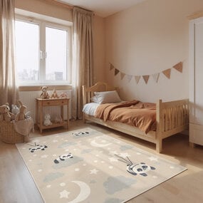 Kindervloerkleed - Adventures Dreamy Panda Beige/Kleurrijk Kindervloerkleed - Adventures Dreamy Panda Beige/Kleurrijk