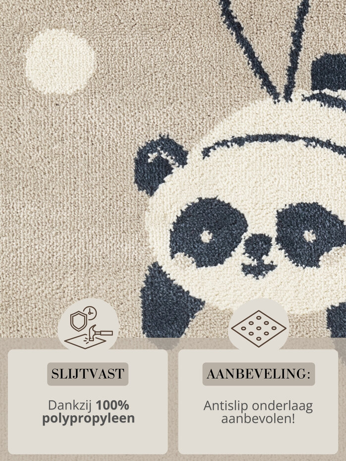 Kindervloerkleed - Adventures Dreamy Panda Beige/Kleurrijk Kindervloerkleed - Adventures Dreamy Panda Beige/Kleurrijk
