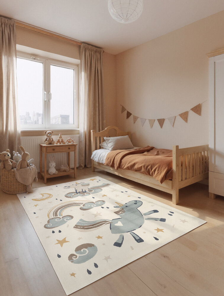 Kindervloerkleed - Adventures Eenhoorn Creme/Kleurrijk Kindervloerkleed - Adventures Eenhoorn Creme/Kleurrijk