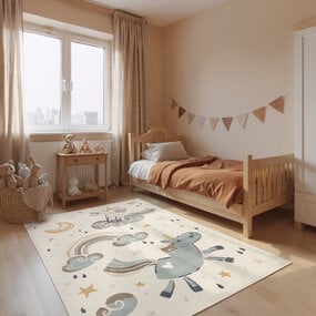 Kindervloerkleed - Adventures Eenhoorn Creme/Kleurrijk Kindervloerkleed - Adventures Eenhoorn Creme/Kleurrijk