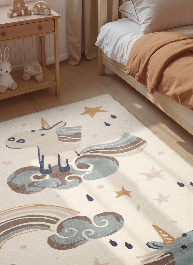 Kindervloerkleed - Adventures Eenhoorn Creme/Kleurrijk Kindervloerkleed - Adventures Eenhoorn Creme/Kleurrijk