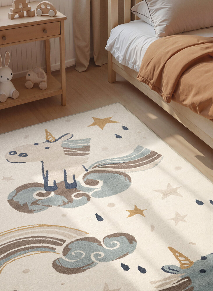 Kindervloerkleed - Adventures Eenhoorn Creme/Kleurrijk Kindervloerkleed - Adventures Eenhoorn Creme/Kleurrijk