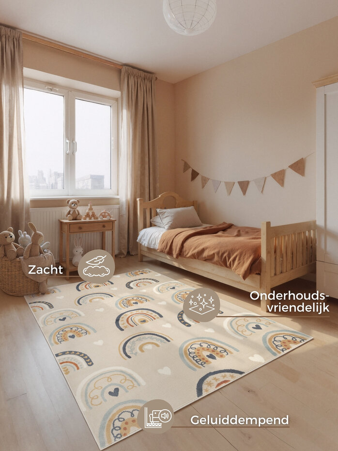 Kindervloerkleed - Adventures Bowie Beige/Kleurrijk Kindervloerkleed - Adventures Bowie Beige/Kleurrijk
