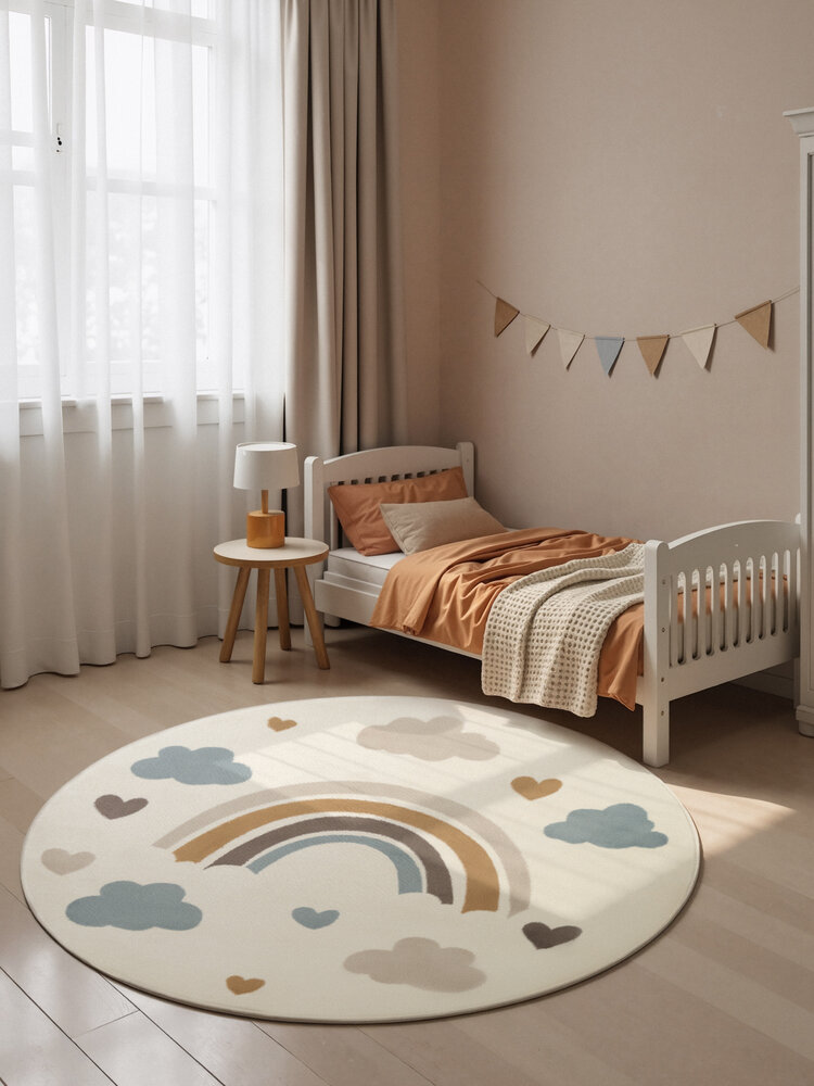 Rond kindervloerkleed - Adventures Skyla Creme/Kleurrijk Rond kindervloerkleed - Adventures Skyla Creme/Kleurrijk