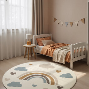 Rond kindervloerkleed - Adventures Skyla Creme/Kleurrijk Rond kindervloerkleed - Adventures Skyla Creme/Kleurrijk