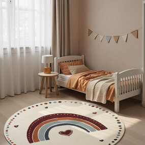 Rond kindervloerkleed - Adventures Luvy Creme/Kleurrijk Rond kindervloerkleed - Adventures Luvy Creme/Kleurrijk