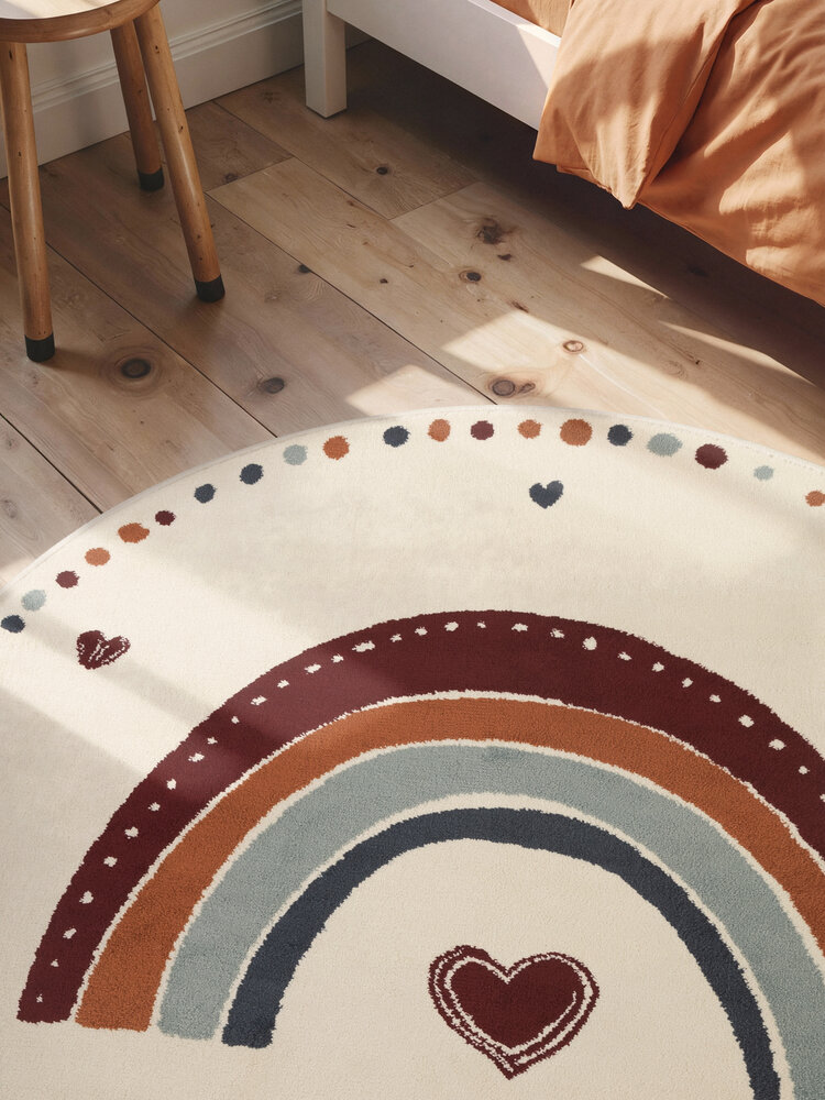 Rond kindervloerkleed - Adventures Luvy Creme/Kleurrijk Rond kindervloerkleed - Adventures Luvy Creme/Kleurrijk