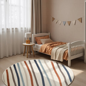 Rond kindervloerkleed - Adventures Linnea Creme/Kleurrijk Rond kindervloerkleed - Adventures Linnea Creme/Kleurrijk