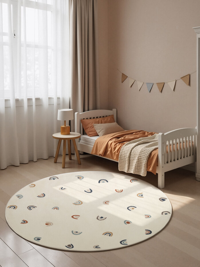 Rond kindervloerkleed - Adventures Ravi Creme/Kleurrijk Rond kindervloerkleed - Adventures Ravi Creme/Kleurrijk