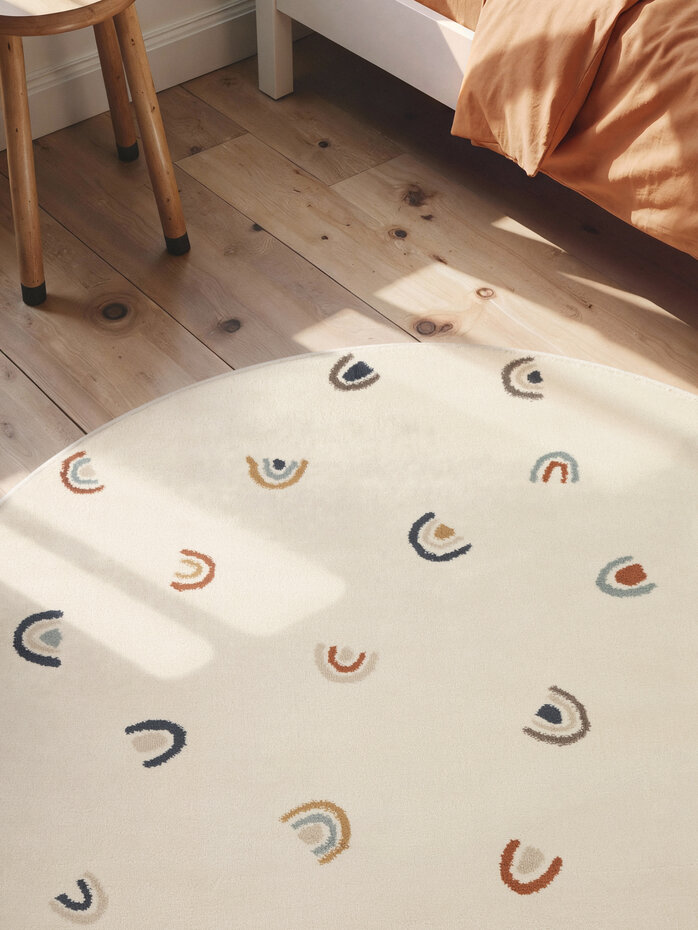 Rond kindervloerkleed - Adventures Ravi Creme/Kleurrijk Rond kindervloerkleed - Adventures Ravi Creme/Kleurrijk