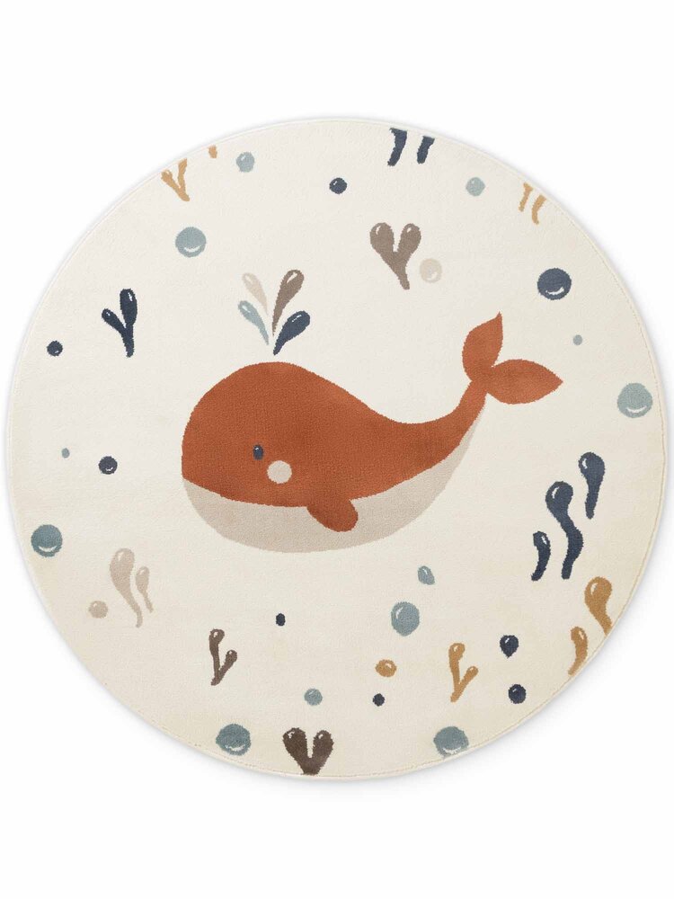 Rond kindervloerkleed - Adventures Moby Creme/Kleurrijk Rond kindervloerkleed - Adventures Moby Creme/Kleurrijk