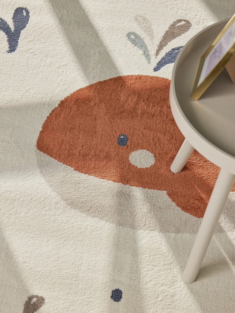 Rond kindervloerkleed - Adventures Moby Creme/Kleurrijk Rond kindervloerkleed - Adventures Moby Creme/Kleurrijk