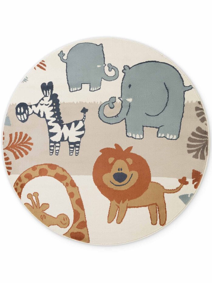 Rond kindervloerkleed - Adventures Savanna Creme/Kleurrijk Rond kindervloerkleed - Adventures Savanna Creme/Kleurrijk