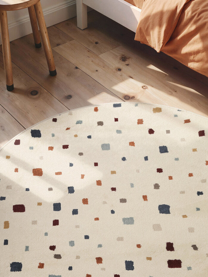 Rond kindervloerkleed - Adventures Funny Squares Creme/Kleurrijk Rond kindervloerkleed - Adventures Funny Squares Creme/Kleurrijk