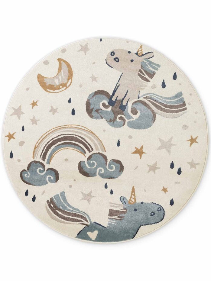 Rond kindervloerkleed - Adventures Eenhoorn Creme/Kleurrijk Rond kindervloerkleed - Adventures Eenhoorn Creme/Kleurrijk