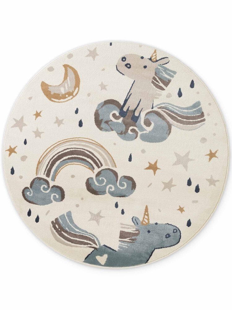 Rond kindervloerkleed - Adventures Eenhoorn Creme/Kleurrijk Rond kindervloerkleed - Adventures Eenhoorn Creme/Kleurrijk