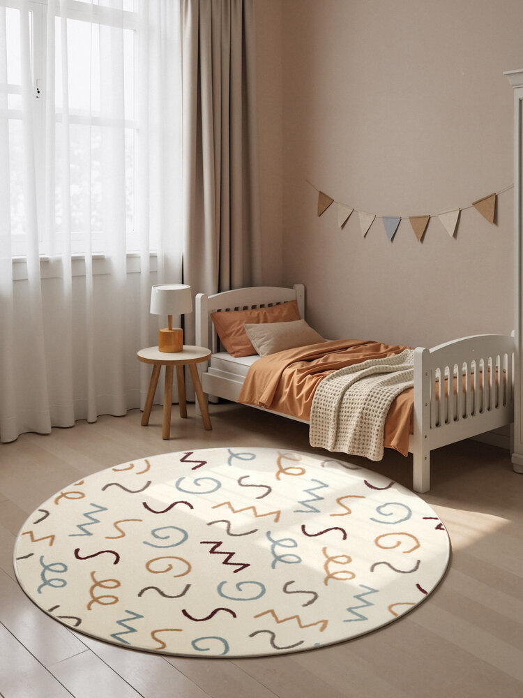 Rond kindervloerkleed - Adventures Fiete Creme/Kleurrijk Rond kindervloerkleed - Adventures Fiete Creme/Kleurrijk