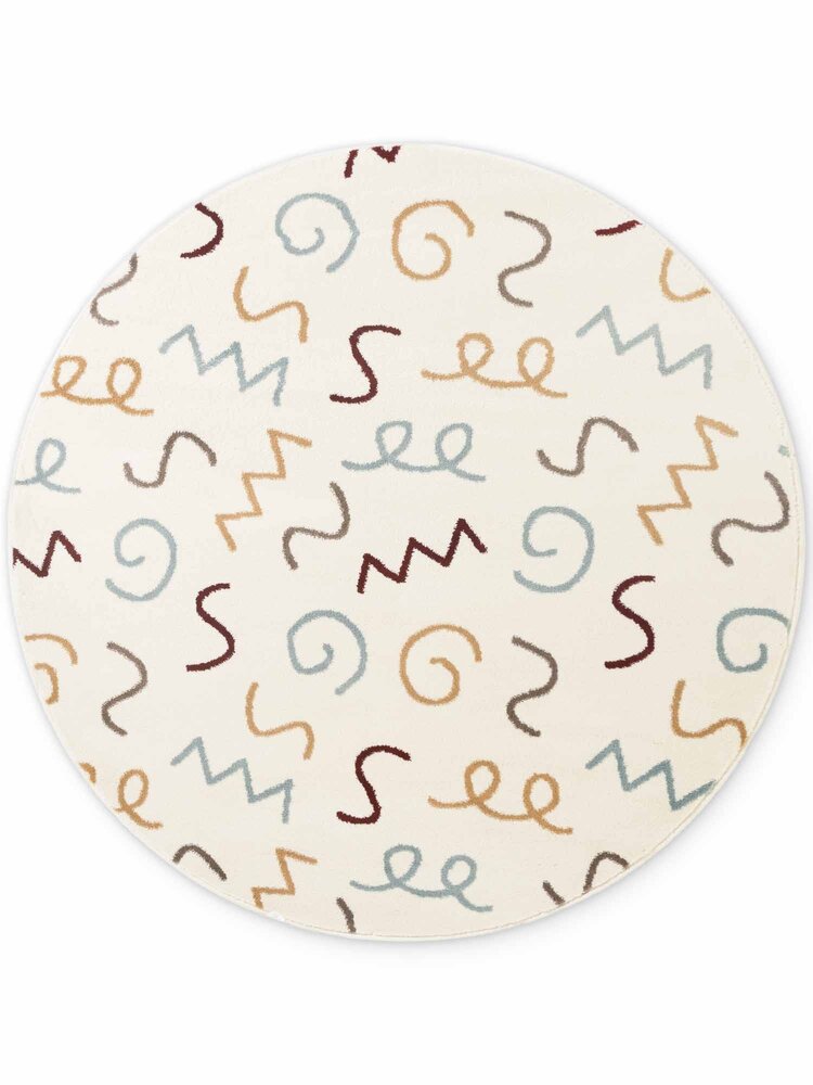 Rond kindervloerkleed - Adventures Fiete Creme/Kleurrijk Rond kindervloerkleed - Adventures Fiete Creme/Kleurrijk