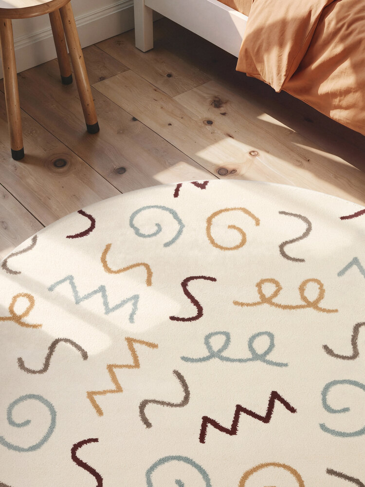 Rond kindervloerkleed - Adventures Fiete Creme/Kleurrijk Rond kindervloerkleed - Adventures Fiete Creme/Kleurrijk